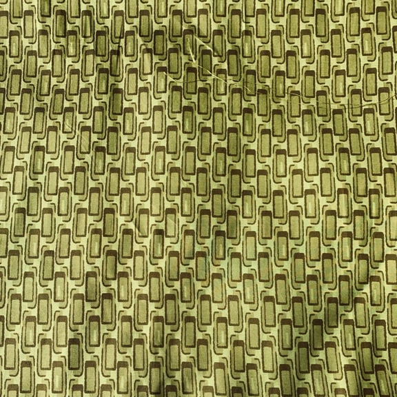 Geometric printed taffeta in green and brown